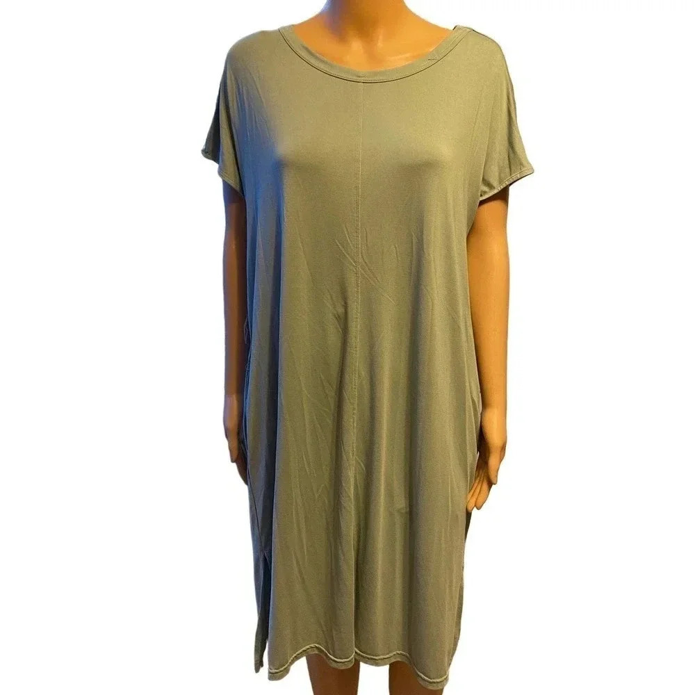 Joan Vass New York Modal Blend Stretchy Soft and Casual Dress Women Size M